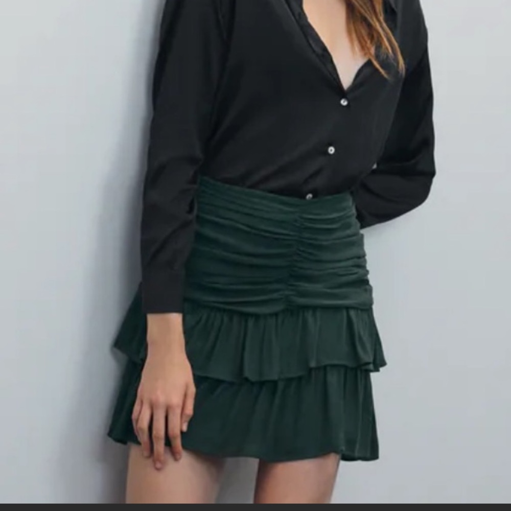 Dark green ruffle skirt